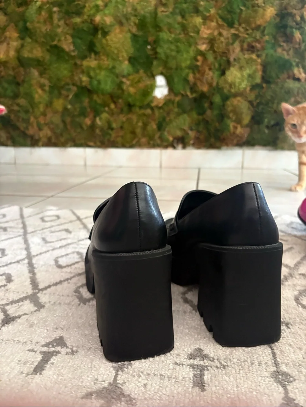 TFNC Black Chunky Platform Loafer Heels
